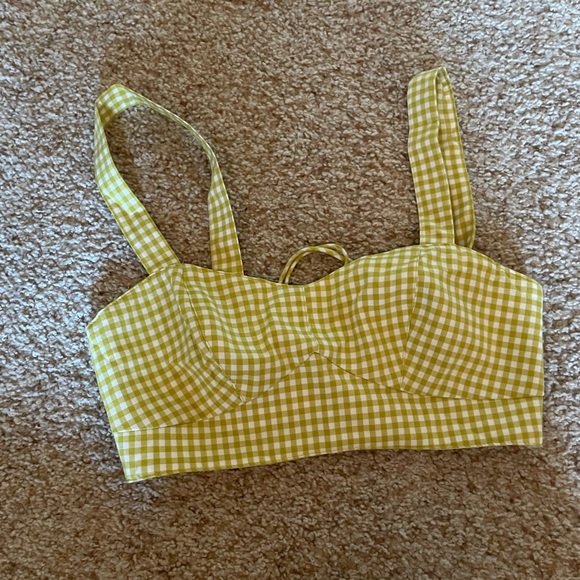 Topshop Adjustable Lime Green and White Gingham Two Piece Size 2/4 with Pockets - Picture 6 of 9